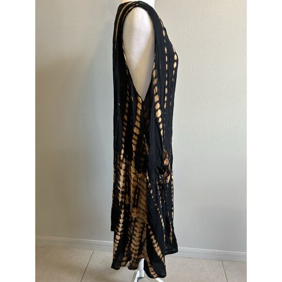 Tie Dye Tank Dress Hippie Festival Swim Coverup Island Planet Pocket Earth Tones - Picture 4 of 8